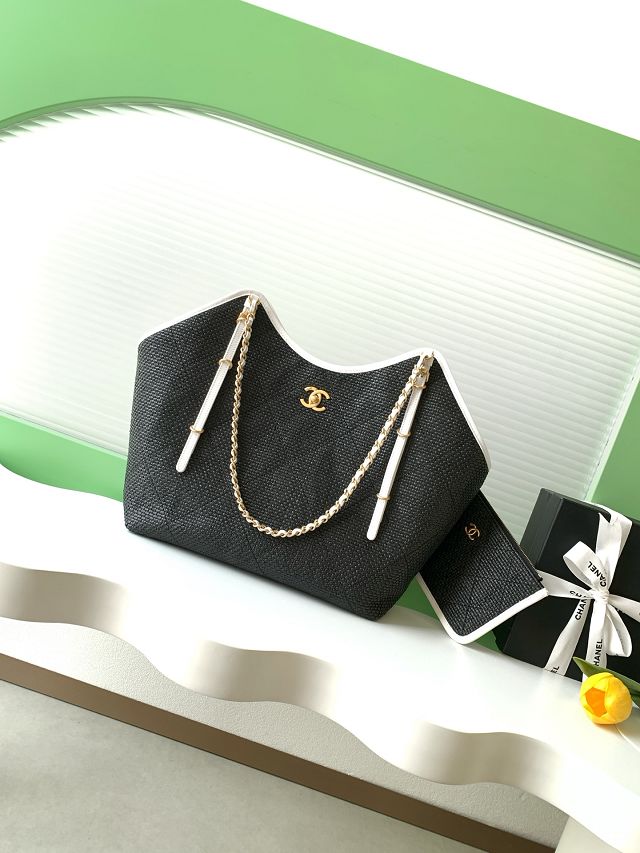 CC original raffia maxi shopping bag AS5463 black