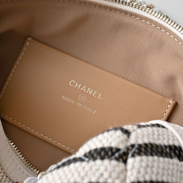 CC original raffia mini bowling bag AP5119 white&black