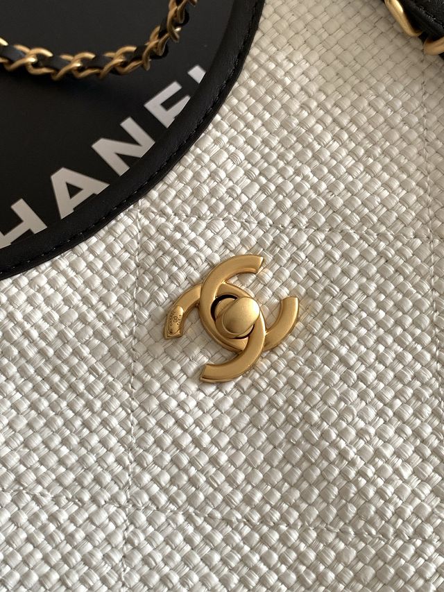 CC original raffia small tote bag AS6015 white