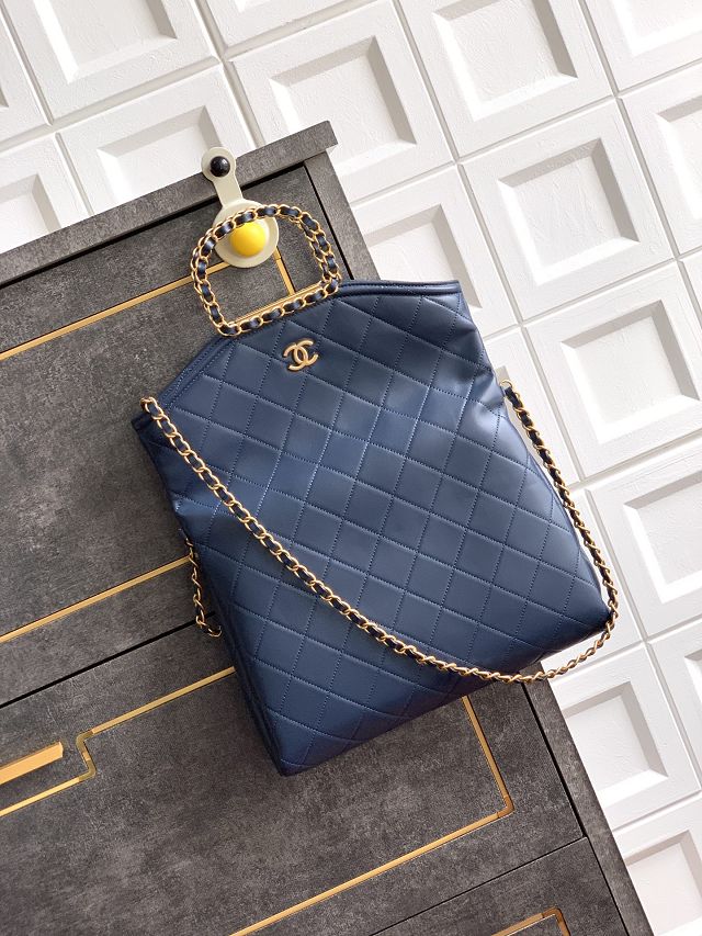 CC original calfskin large handbag AS5936 blue