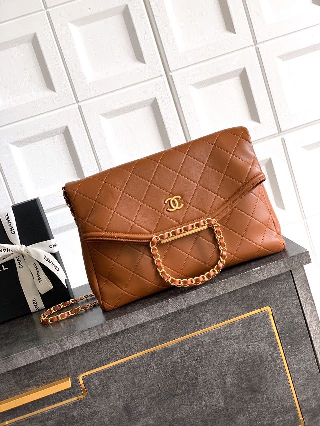 CC original calfskin large handbag AS5936 brown