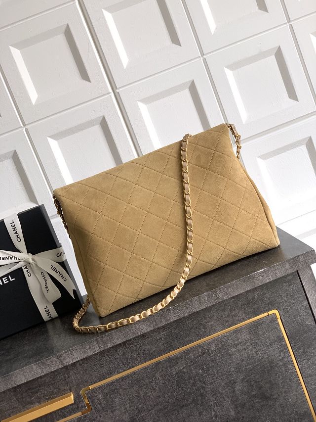 CC original suede calfskin large handbag AS5936 apricot