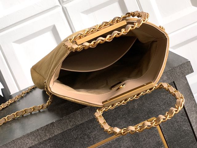 CC original suede calfskin small handbag AS5895 apricot