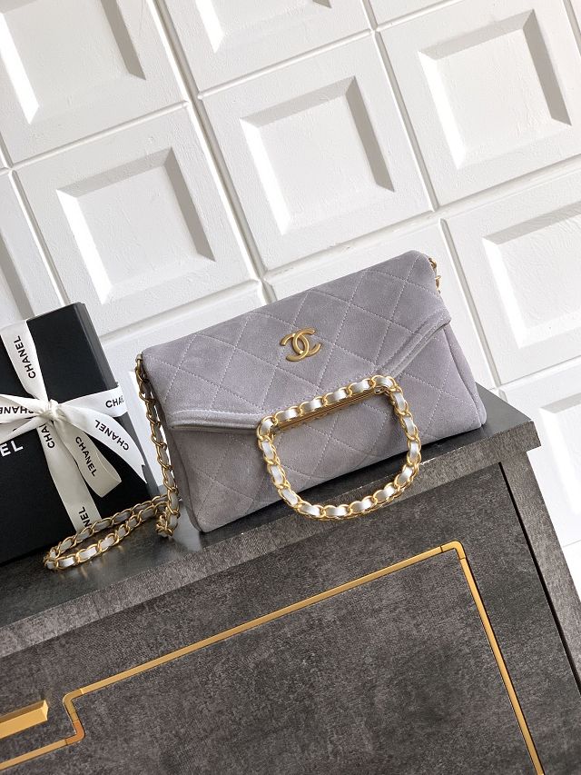 CC original suede calfskin small handbag AS5895 grey