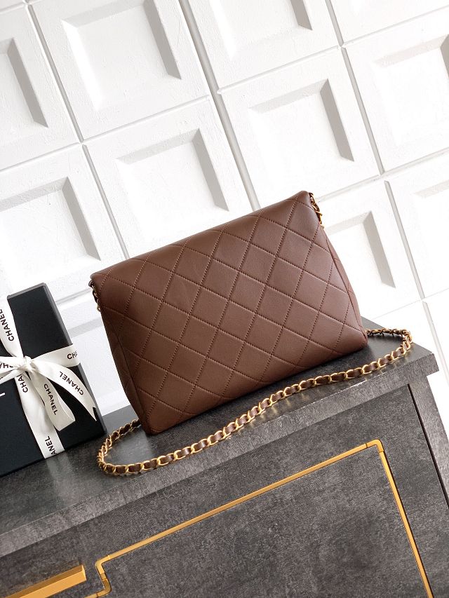 CC original calfskin medium handbag AS5896 dark brown