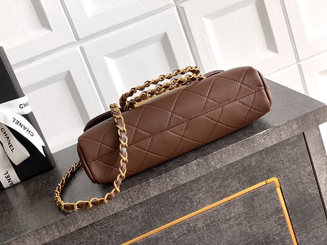 CC original calfskin small handbag AS5895 dark brown