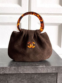 CC original suede calfskin mini pouch AP4981 dark brown