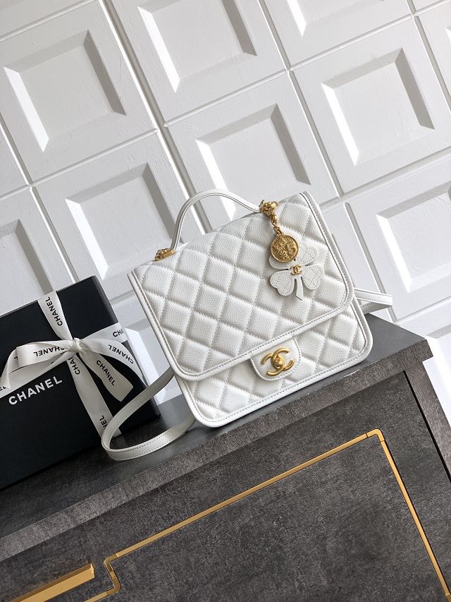 CC original grained calfskin small backpack AS5715 white