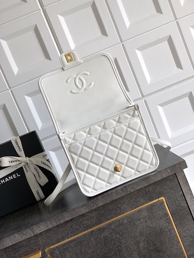 CC original grained calfskin small backpack AS5715 white