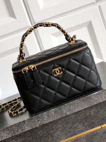 CC original grained calfskin vanity with chain AP5183 black
