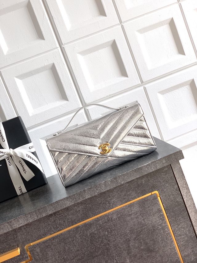 CC original lambskin clutch AP6044 silver