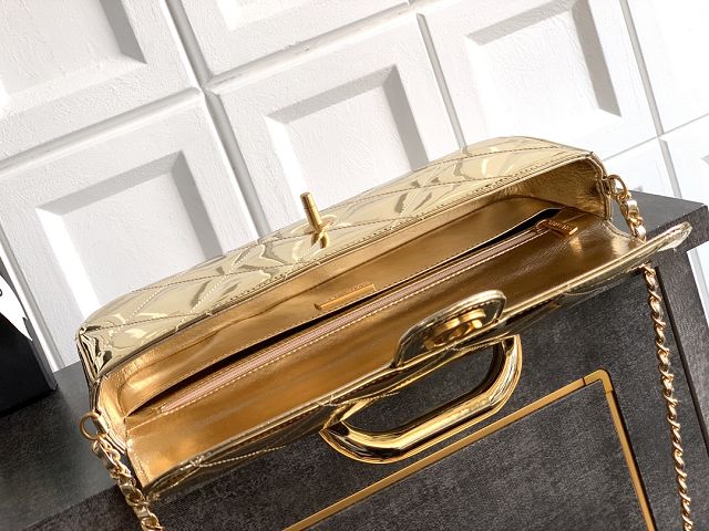 CC original patent calfskin clutch AS5807 gold