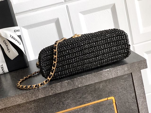 CC original raffia mini shopping bag AS4416 black