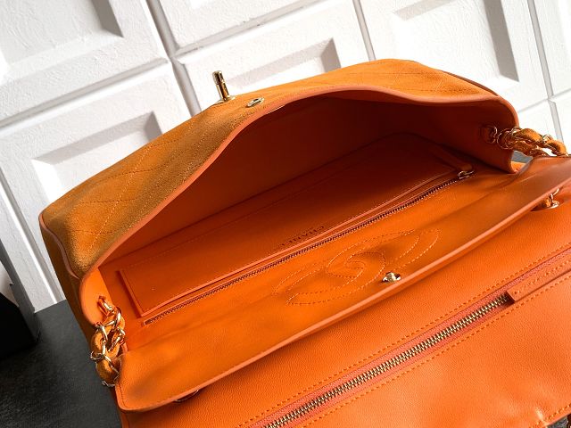 CC original suede calfskin maxi flap bag AS6281 orange