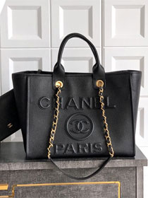 CC original grained calfskin small shopping bag AS3257 black