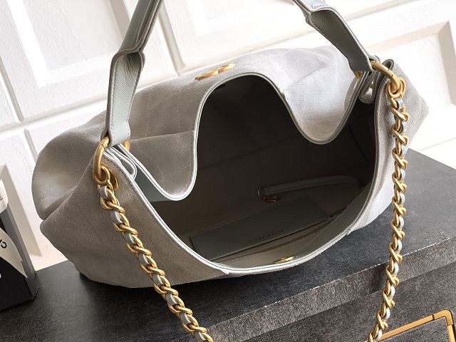 CC original suede calfskin large hobo bag AS5978 light grey
