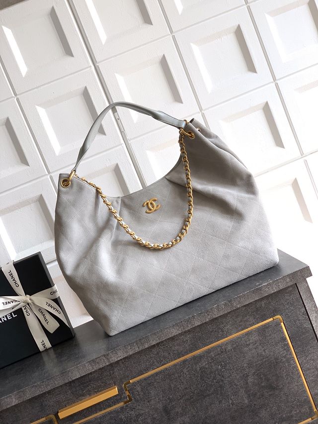 CC original suede calfskin maxi hobo bag AS6016 light grey