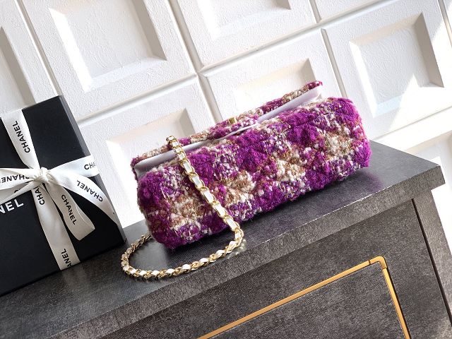 CC original tweed medium flap bag A01112 purple