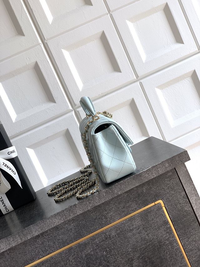 CC original lambskin top handle flap bag AS1790 blue