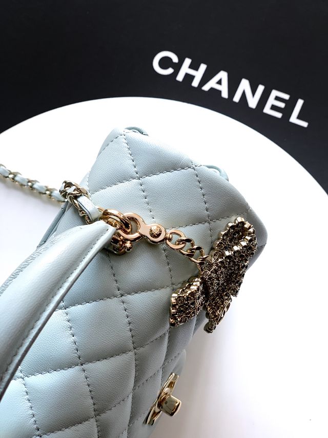 CC original lambskin top handle flap bag AS1790 blue