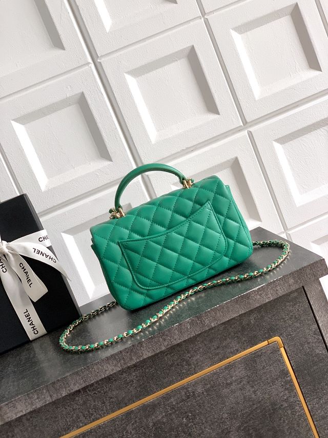 CC original lambskin top handle flap bag AS1790 green