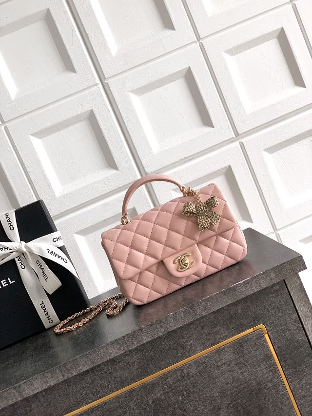 CC original lambskin top handle flap bag AS1790 pink