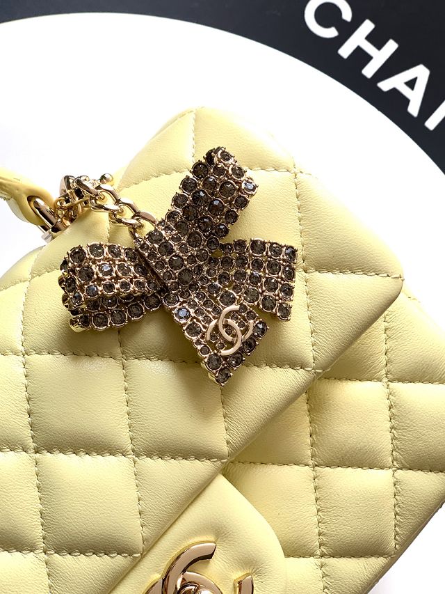 CC original lambskin top handle flap bag AS1790 yellow