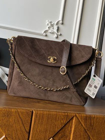 CC original suede calfskin hobo bag AS5883 dark brown