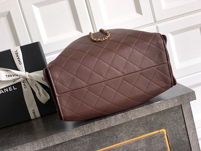 CC original grained calfskin 25 small handbag AS5293 dark brown