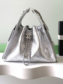 CC original grained calfskin 25 small handbag AS5293 silver
