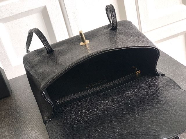 CC original grained calfskin small flap bag AS6130 black
