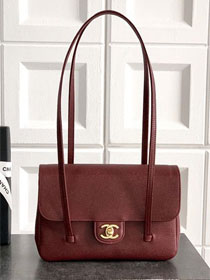 CC original grained calfskin small flap bag AS6130 bordeaux