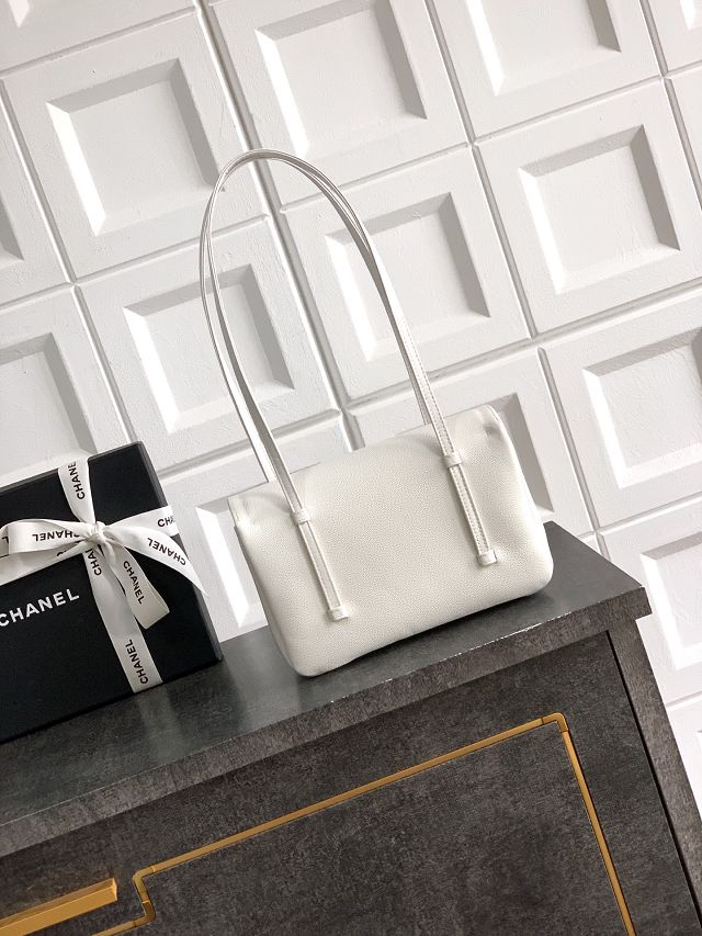CC original grained calfskin small flap bag AS6130 white