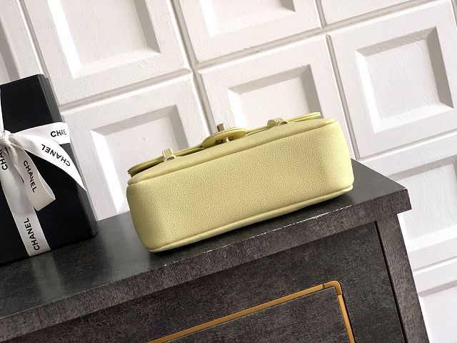 CC original grained calfskin small flap bag AS6130 yellow