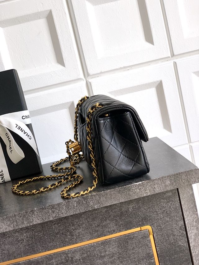 CC original lambskin small flap bag AS5759 black