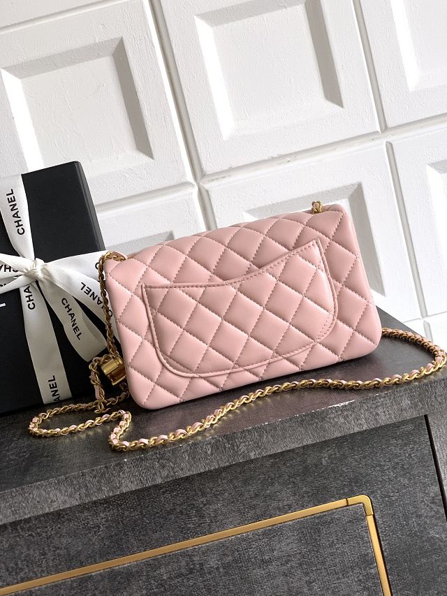 CC original lambskin small flap bag AS5759 pink
