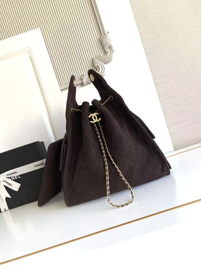 CC original suede calfskin 25 medium handbag AS5311 dark brown