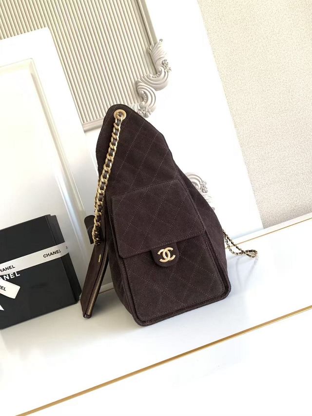 CC original suede calfskin 25 medium handbag AS5311 dark brown