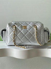 CC original grained calfskin small bowling bag AS5792 silver