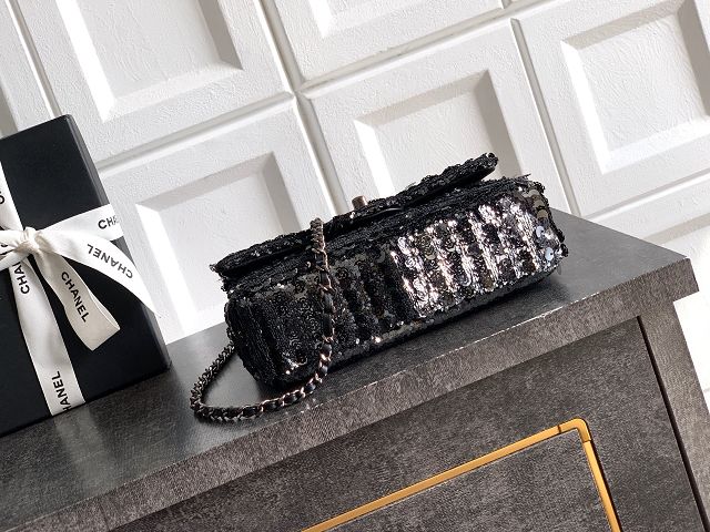CC original sequins mini flap bag AS6171 black&silver