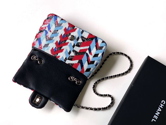 CC original sequins mini flap bag AS6171 blue&red&white