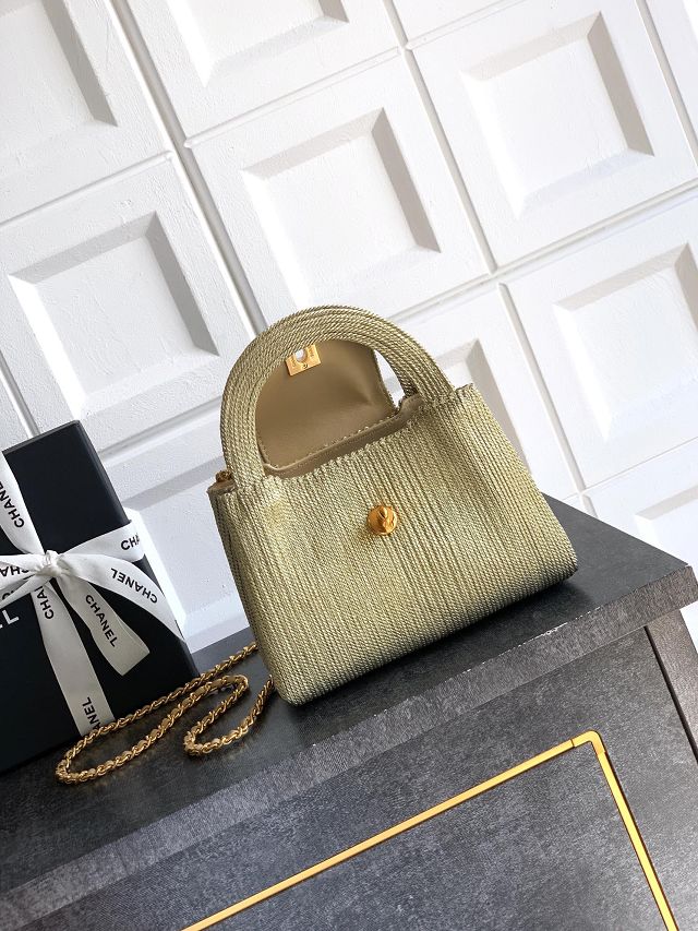 CC original straw mini shopping bag AS4416 green