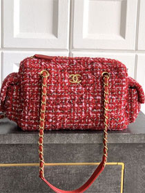 CC original tweed small bowling bag AS5792 red