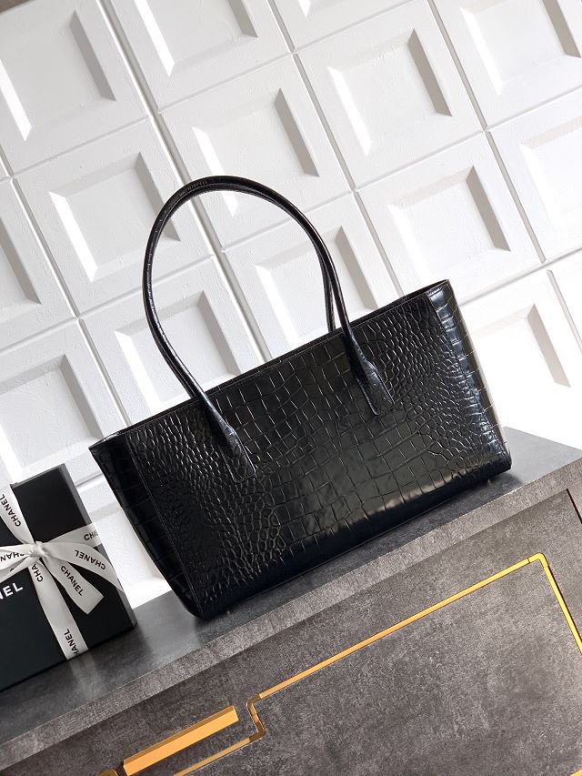 CC original crocodile calfskin small tote bag AS6243 black