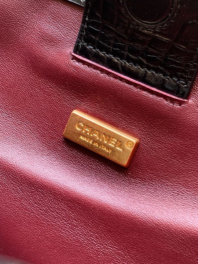 CC original crocodile calfskin small tote bag AS6243 black