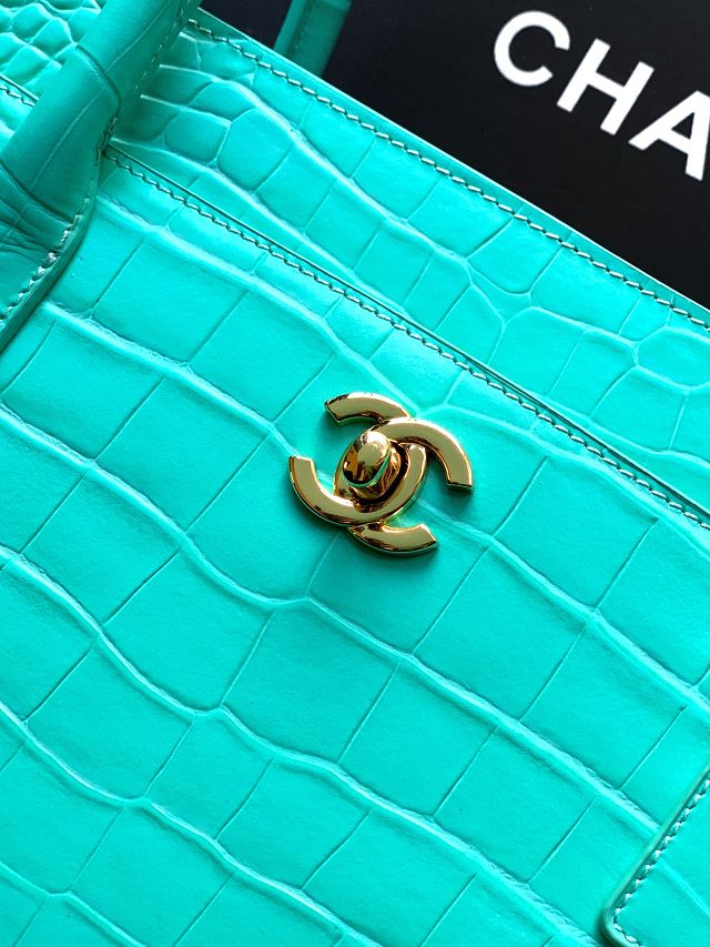 CC original crocodile calfskin small tote bag AS6243 green
