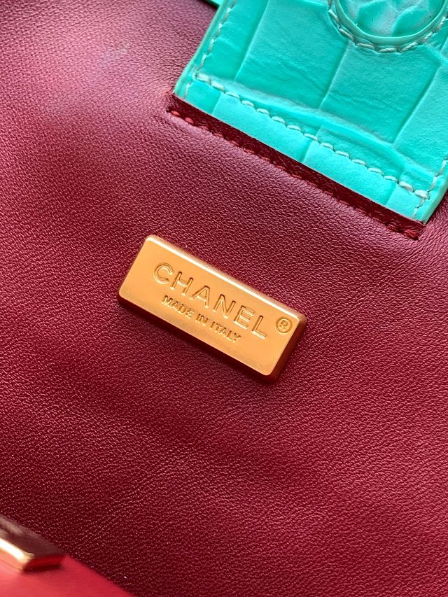 CC original crocodile calfskin small tote bag AS6243 green