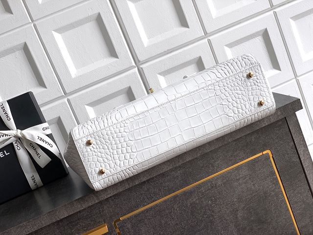 CC original crocodile calfskin small tote bag AS6243 white