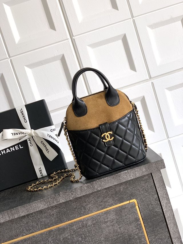 CC original suede&lambskin mini handbag AS4742 black&beige