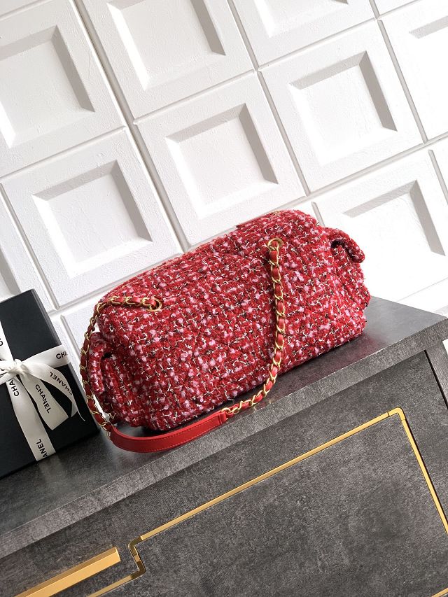 CC original tweed medium bowling bag AS5792 red